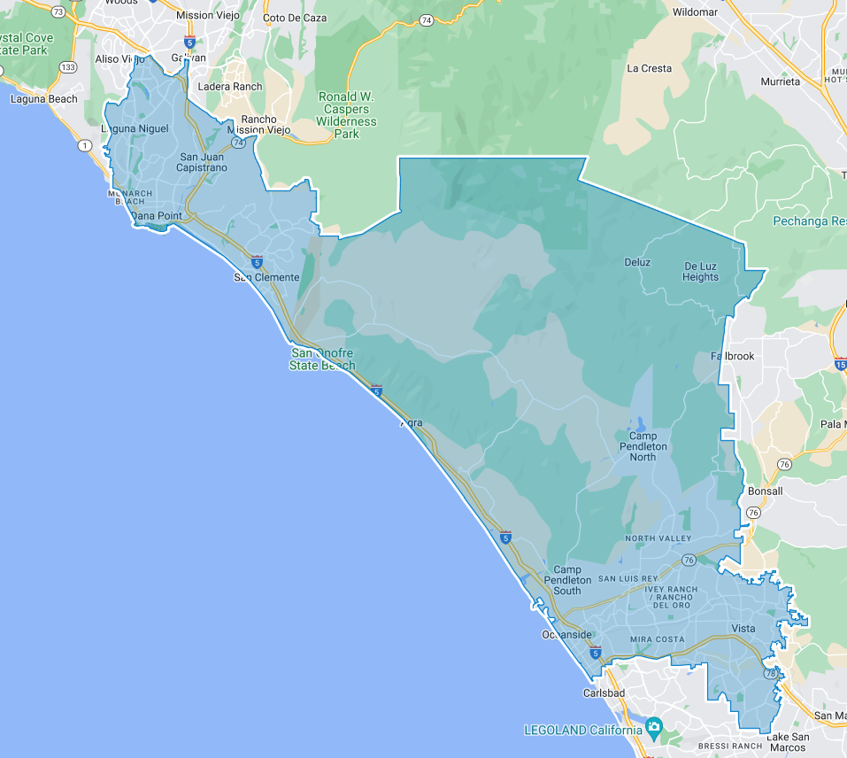 District 74 boundary map in California